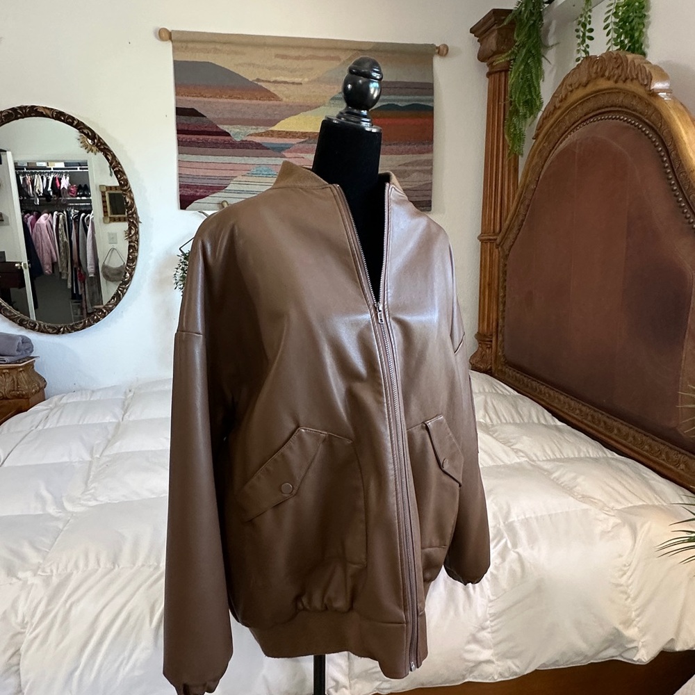 Edikted Women's Brown Leather Jacket
